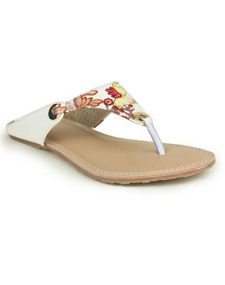 Beautiful White color synthetic material flats for womens 2