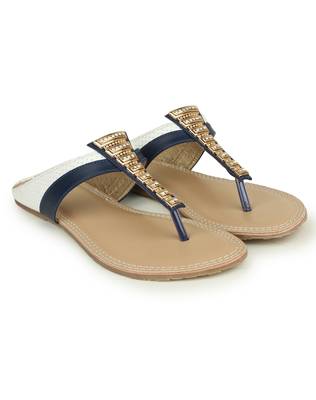 Beautiful Blue color synthetic material flats for womens 1