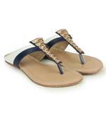 Beautiful Blue color synthetic material flats for womens