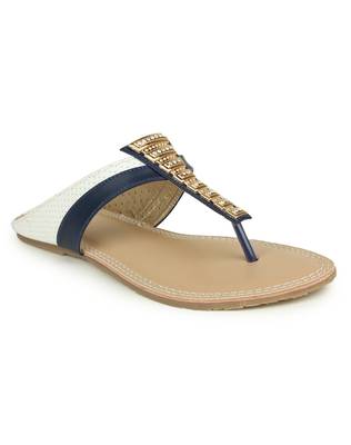 Beautiful Blue color synthetic material flats for womens 2