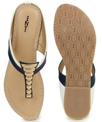 Beautiful Blue color synthetic material flats for womens 5