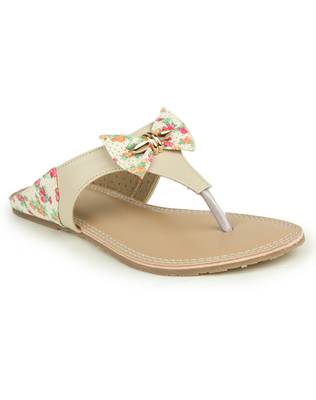 Beautiful Cream color synthetic material flats for womens 2