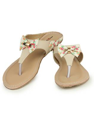 Beautiful Cream color synthetic material flats for womens 3