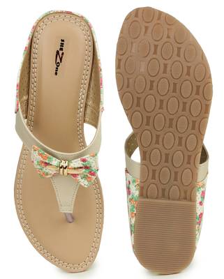 Beautiful Cream color synthetic material flats for womens 5