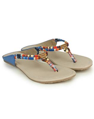 Beautiful Blue color synthetic material flats for womens 1