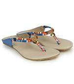 Beautiful Blue color synthetic material flats for womens