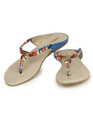 Beautiful Blue color synthetic material flats for womens 3