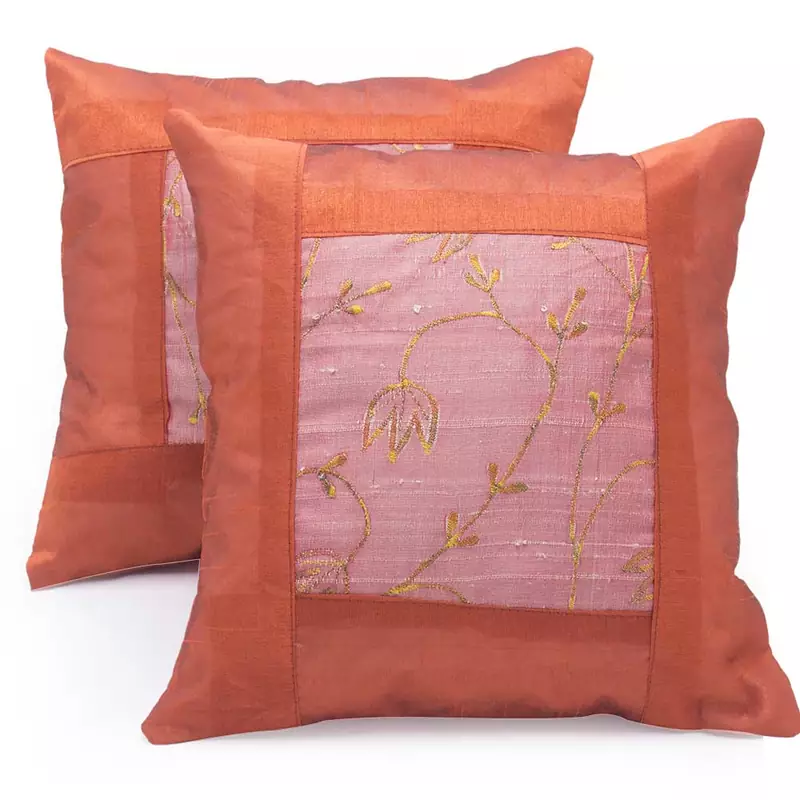 Ethnic Zari Embroidery 2 Pc. Cushion Covers Set