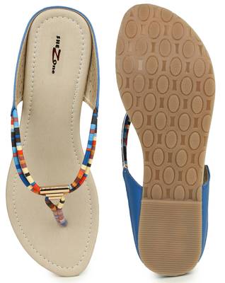 Beautiful Blue color synthetic material flats for womens 5