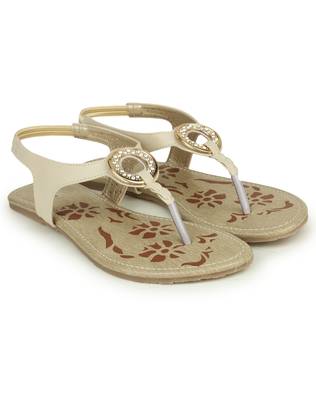 Beautiful Cream color synthetic material flats for womens 1