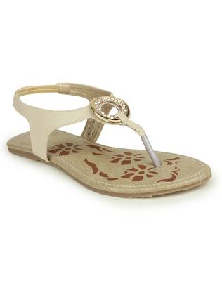 Beautiful Cream color synthetic material flats for womens 2