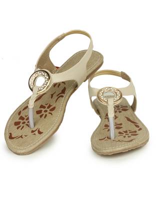 Beautiful Cream color synthetic material flats for womens 3
