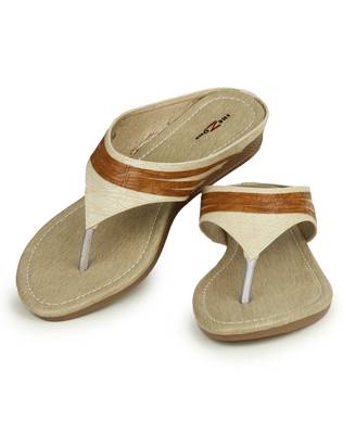 Beautiful Cream color synthetic material flats for womens 3