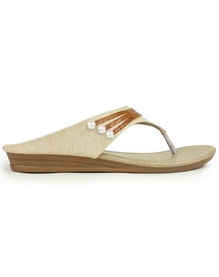 Beautiful Cream color synthetic material flats for womens 4