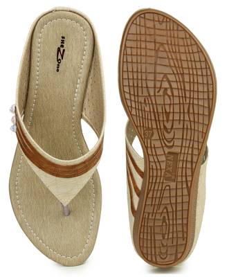 Beautiful Cream color synthetic material flats for womens 5