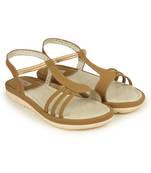 Beautiful Beige color synthetic material flats for womens