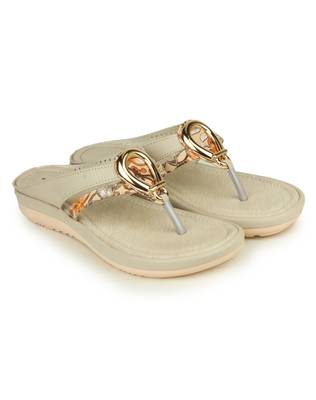Beautiful Cream color synthetic material flats for womens 1