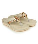Beautiful Cream color synthetic material flats for womens