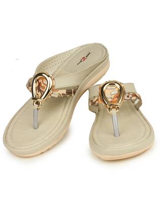 Beautiful Cream color synthetic material flats for womens 3