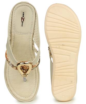 Beautiful Cream color synthetic material flats for womens 5