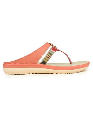 Beautiful Peach color synthetic material flats for womens 4