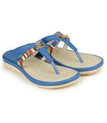 Beautiful Blue color synthetic material flats for womens