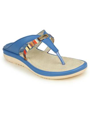 Beautiful Blue color synthetic material flats for womens 2