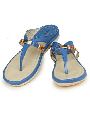 Beautiful Blue color synthetic material flats for womens 3