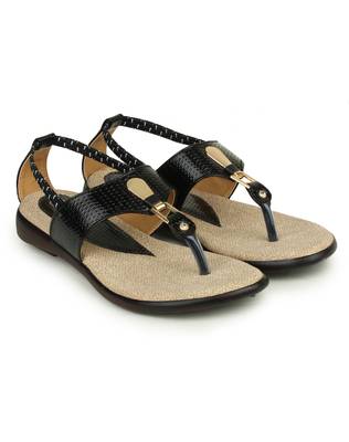 Beautiful Black color synthetic material flats for womens 1