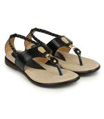 Beautiful Black color synthetic material flats for womens