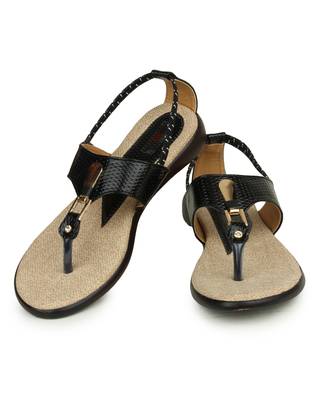Beautiful Black color synthetic material flats for womens 3