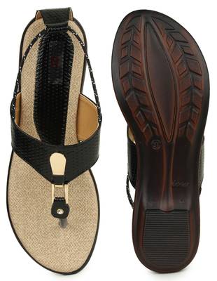 Beautiful Black color synthetic material flats for womens 5