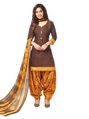 Brown Printed Crepe Salwar Unstitched 2