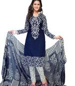 Blue Printed Crepe Salwar Unstitched