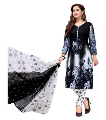 Black Printed Crepe Salwar Unstitched 3