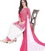 Pink Printed Crepe Salwar With Duppata Unstitched