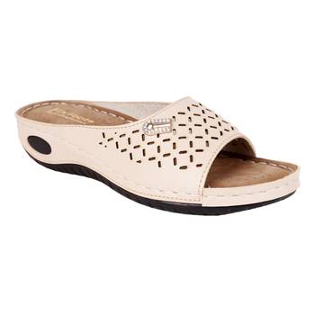 Beautiful Cream color synthetic material flats for women 3