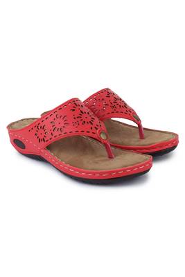 Beautiful Red color synthetic material flats for women 1