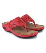 Beautiful Red color synthetic material flats for women