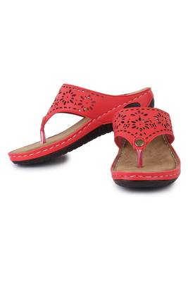Beautiful Red color synthetic material flats for women 2