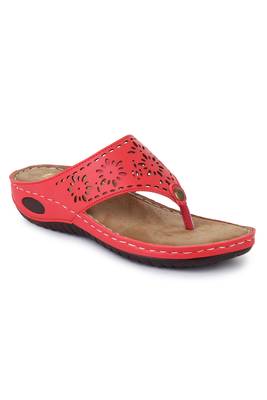 Beautiful Red color synthetic material flats for women 3