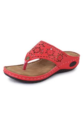 Beautiful Red color synthetic material flats for women 4