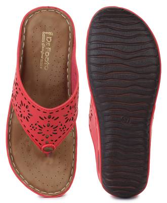 Beautiful Red color synthetic material flats for women 5