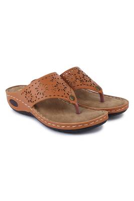 Beautiful Tan color synthetic material flats for women 1