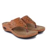 Beautiful Tan color synthetic material flats for women
