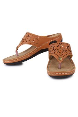 Beautiful Tan color synthetic material flats for women 2