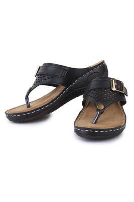 Beautiful Black color synthetic material flats for women 2