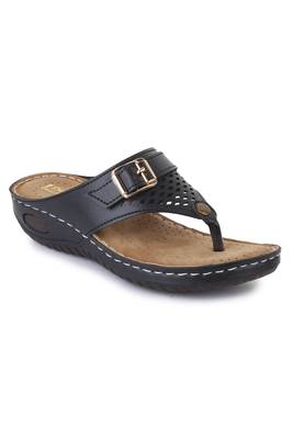 Beautiful Black color synthetic material flats for women 3