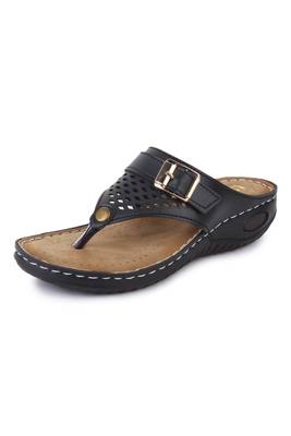 Beautiful Black color synthetic material flats for women 4