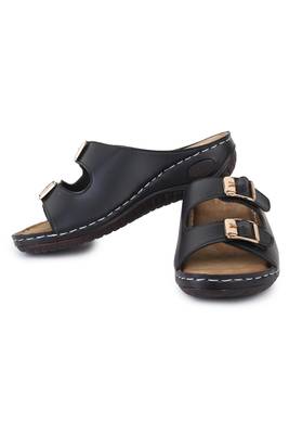 Beautiful Black color synthetic material flats for women 2